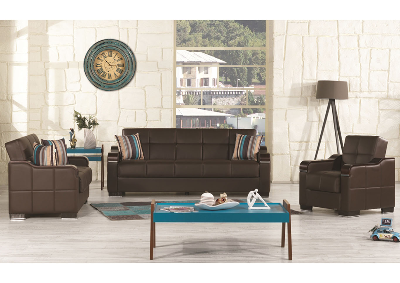 Uptown Brown PU Love Seat,Ottomanson (Previously Casamode)